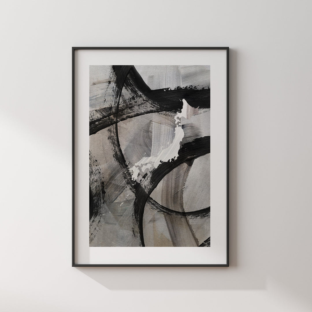 Japan Map | Black & Grey Abstract Painting Map of Japan Wall Art Print | Japan Traval Poster