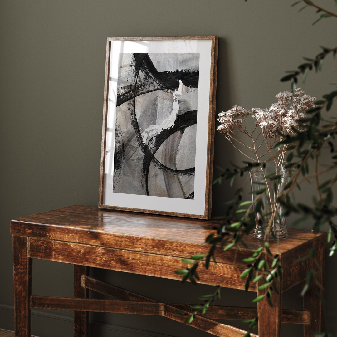 Japan Map | Black & Grey Abstract Painting Map of Japan Wall Art Print | Japan Traval Poster