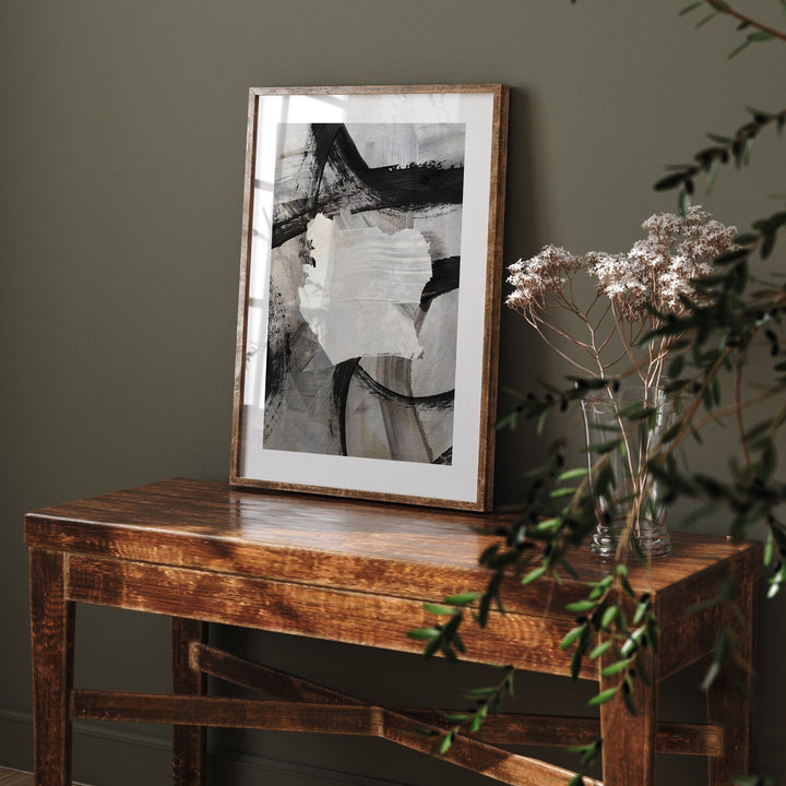 Ivory Coast Map | Black & Grey Abstract Painting Map of Ivory Coast Wall Art Print | Ivory Coast Traval Poster