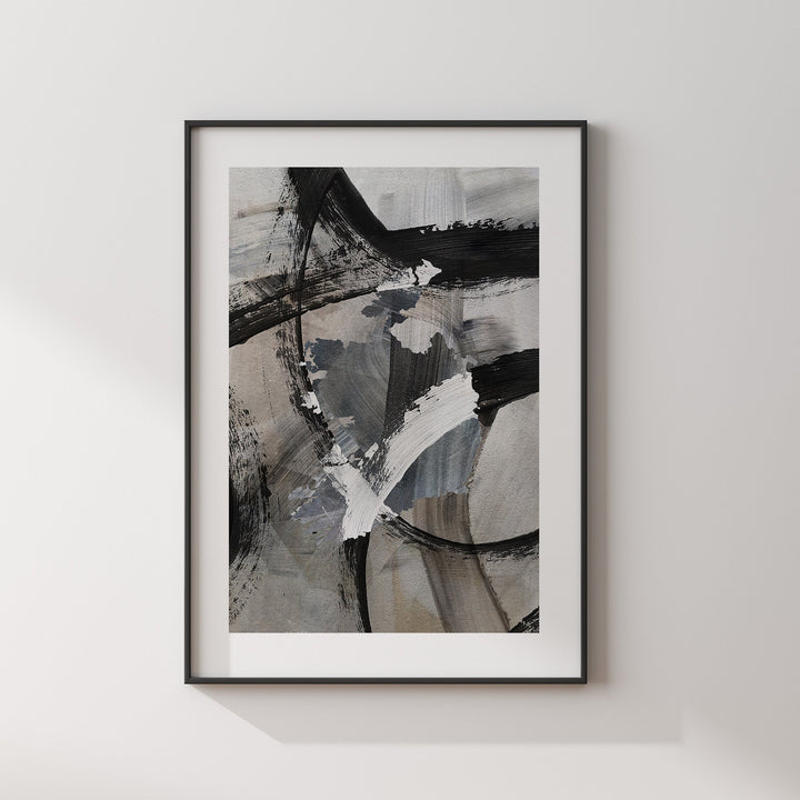 Republic of Ireland Map | Black & Grey Abstract Painting Map of Ireland Wall Art Print | Ireland Traval Poster