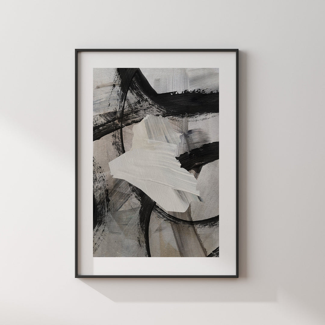 Iraq Map | Black & Grey Abstract Painting Map of Iraq Wall Art Print | Iraq Traval Poster