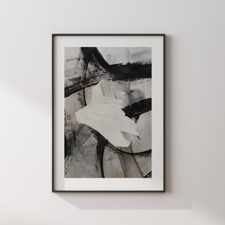 Iraq Map | Black & Grey Abstract Painting Map of Iraq Wall Art Print | Iraq Traval Poster