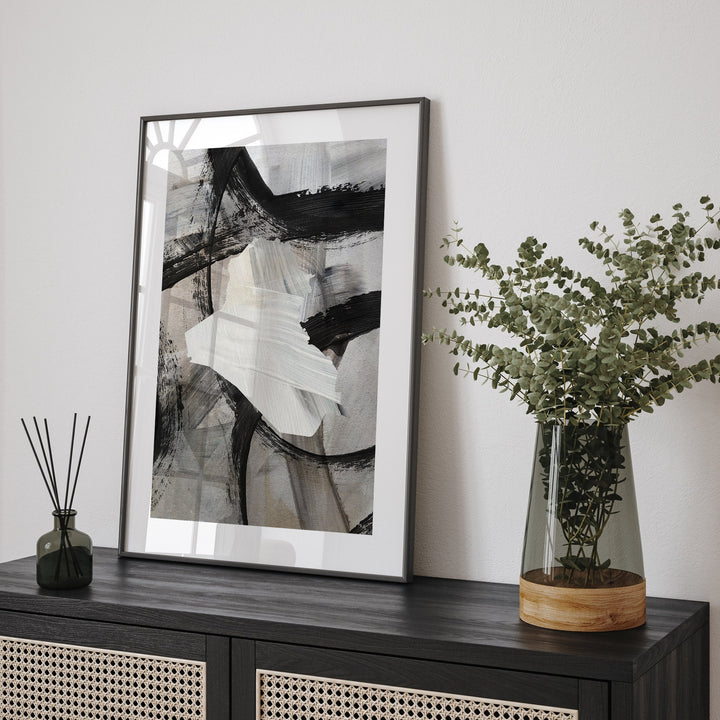 Iraq Map | Black & Grey Abstract Painting Map of Iraq Wall Art Print | Iraq Traval Poster