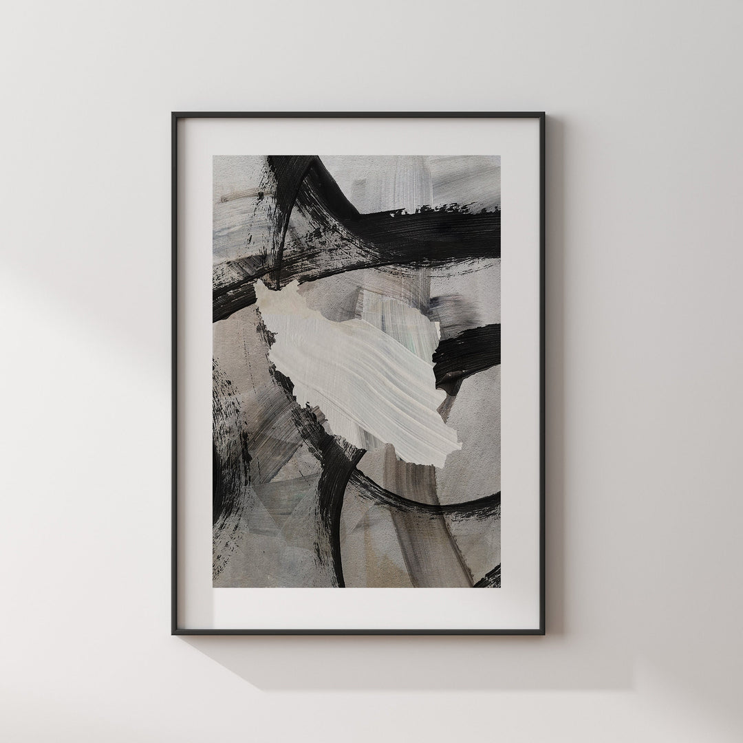 Iran Map | Black & Grey Abstract Painting Map of Iran Wall Art Print | Iran Traval Poster