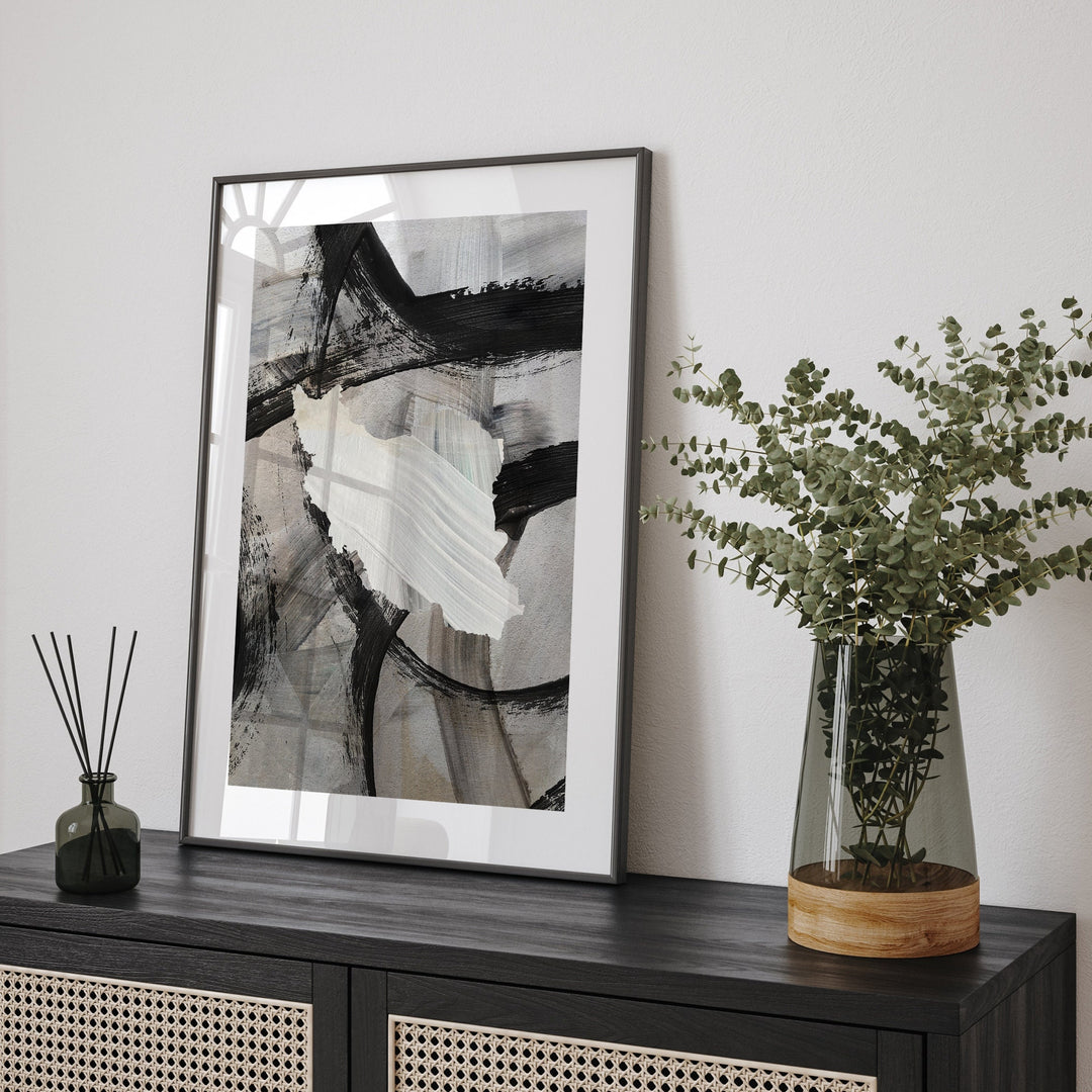 Iran Map | Black & Grey Abstract Painting Map of Iran Wall Art Print | Iran Traval Poster
