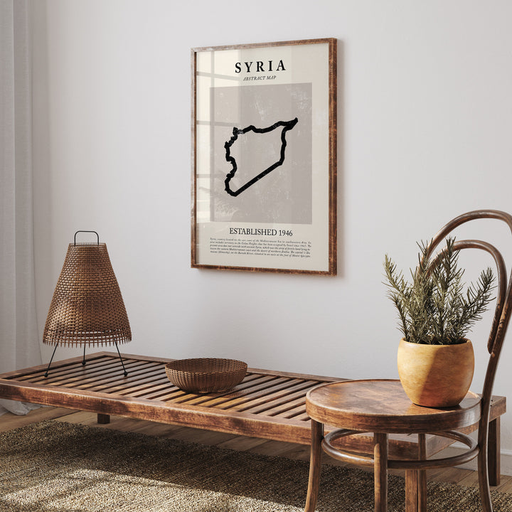 Abstract Syria Map Vintage Wall Art Print Picasso + Matisse Inspired Travel Poster