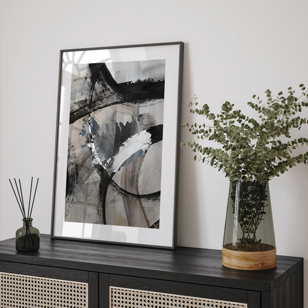 Iceland Map | Black & Grey Abstract Painting Map of Iceland Wall Art Print | Iceland Traval Poster