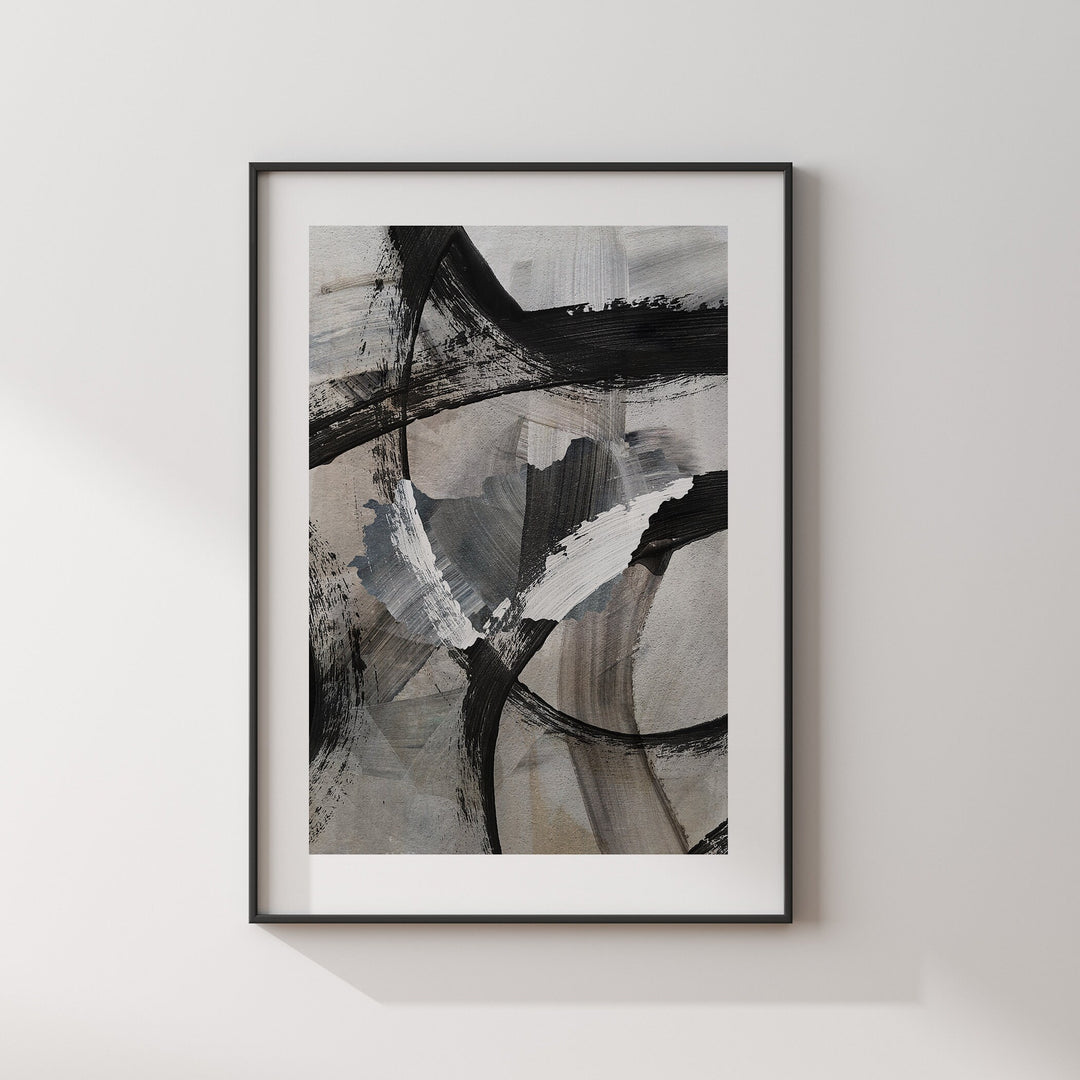 Hungary Map | Black & Grey Abstract Painting Map of Hungary Wall Art Print | Hungary Traval Poster