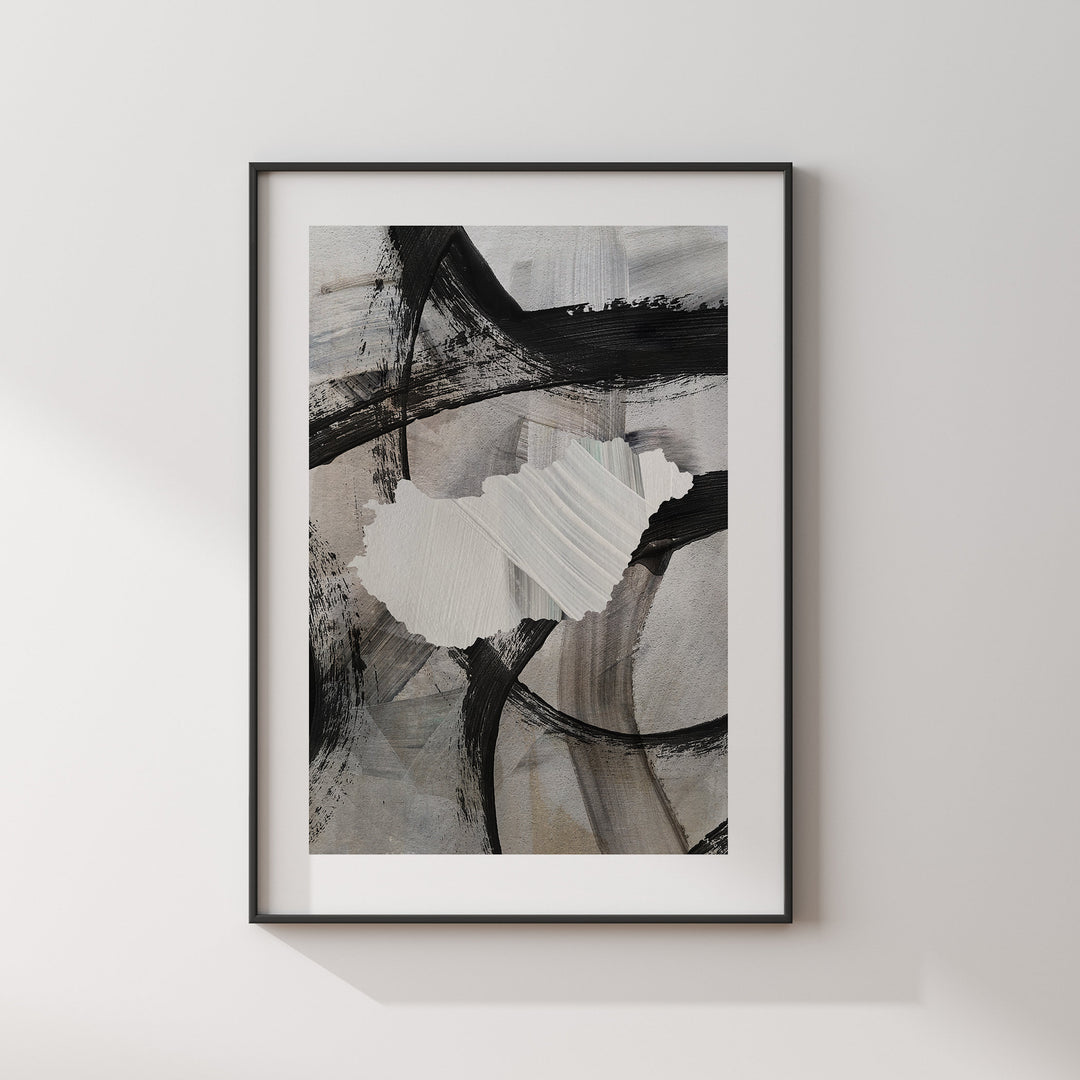 Hungary Map | Black & Grey Abstract Painting Map of Hungary Wall Art Print | Hungary Traval Poster
