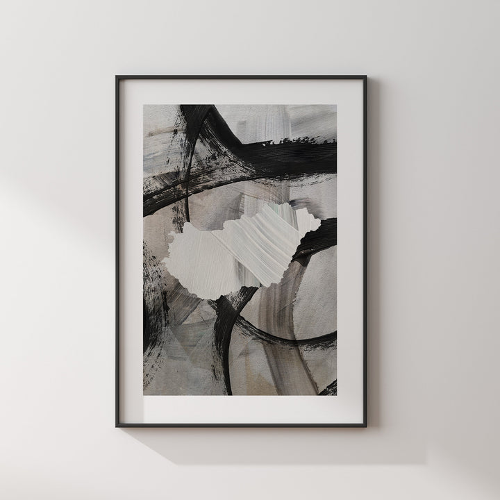 Hungary Map | Black & Grey Abstract Painting Map of Hungary Wall Art Print | Hungary Traval Poster