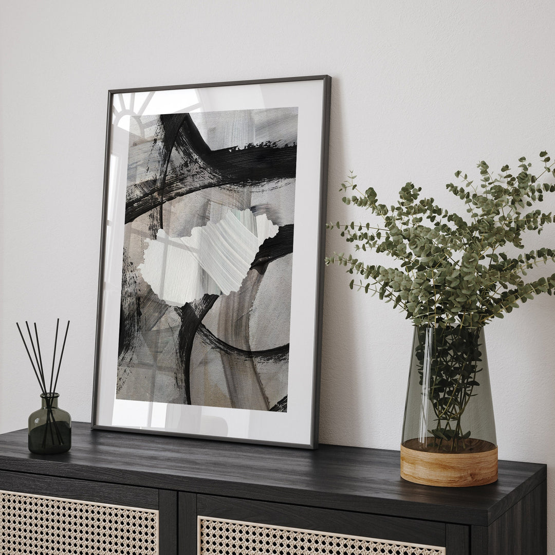 Hungary Map | Black & Grey Abstract Painting Map of Hungary Wall Art Print | Hungary Traval Poster