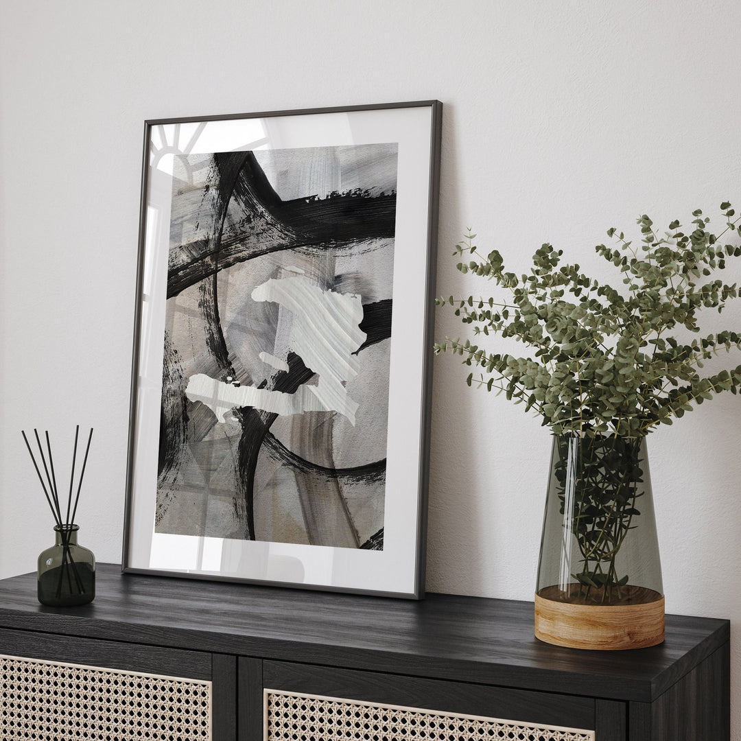 Haiti Map | Black & Grey Abstract Painting Map of Haiti Wall Art Print | Haiti Traval Poster