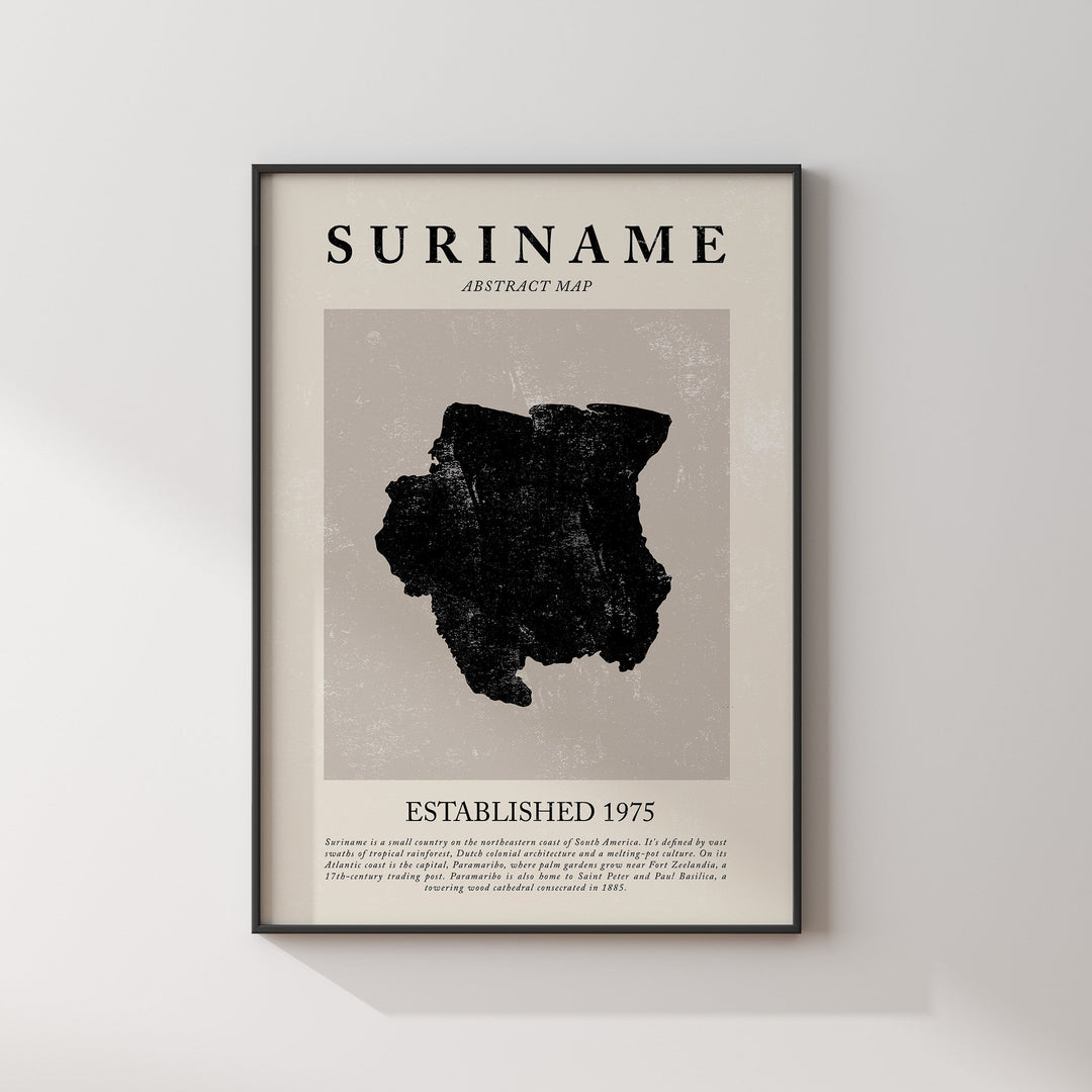 Abstract Suriname Map Vintage Wall Art Print Picasso + Matisse Inspired Travel Poster OE