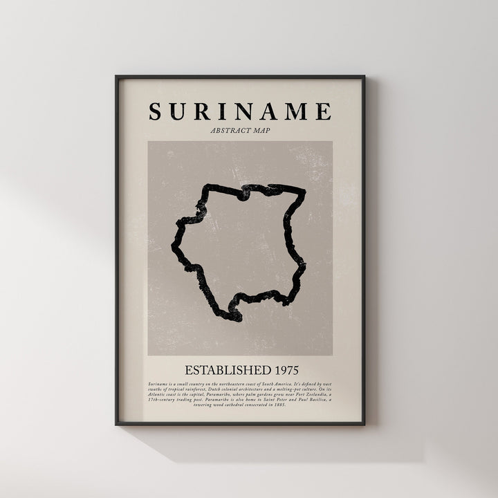 Abstract Suriname Map Vintage Wall Art Print Picasso + Matisse Inspired Travel Poster OE