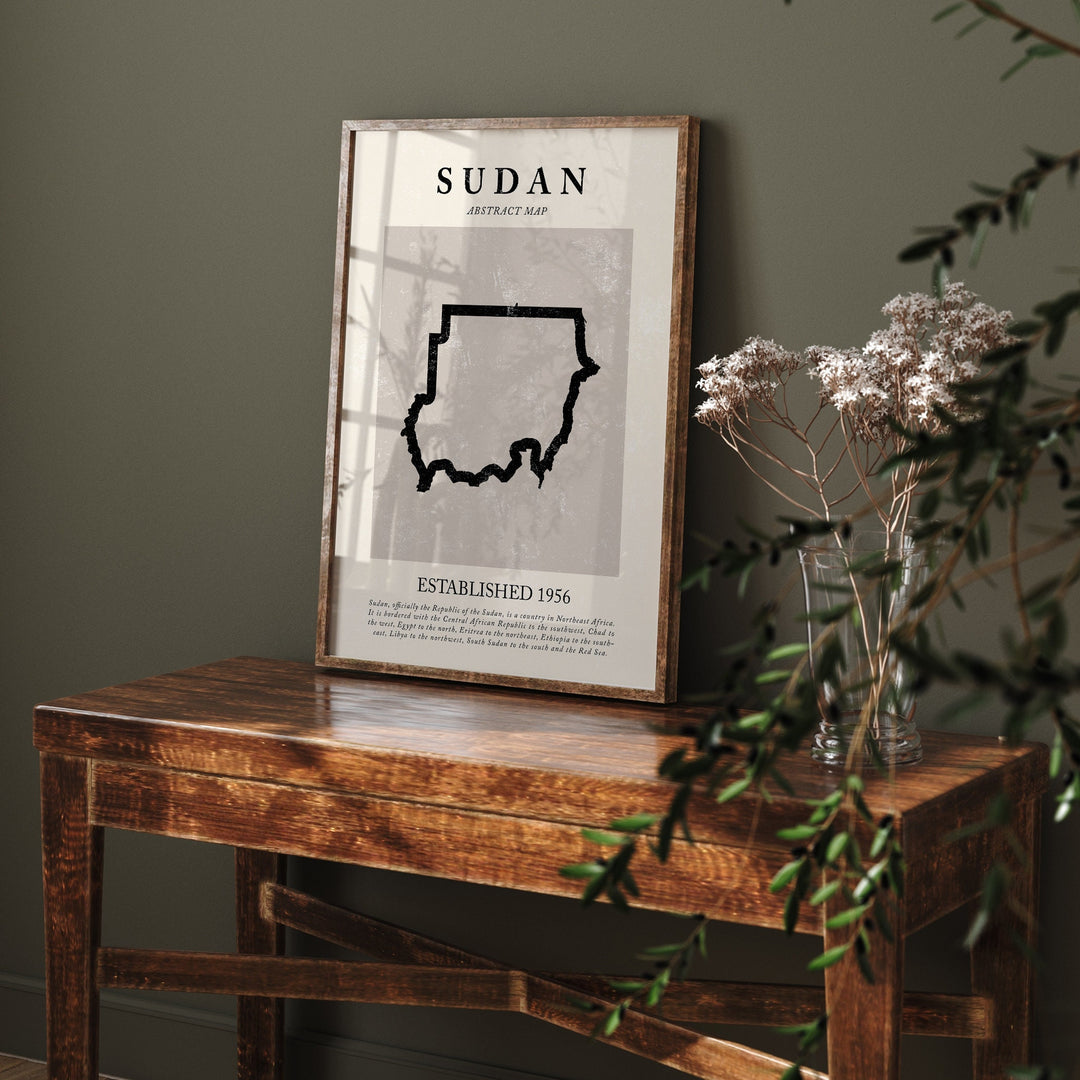Abstract Sudan Map Vintage Wall Art Print Picasso + Matisse Inspired Travel Poster