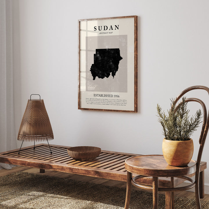 Abstract Sudan Map Vintage Wall Art Print Picasso + Matisse Inspired Travel Poster