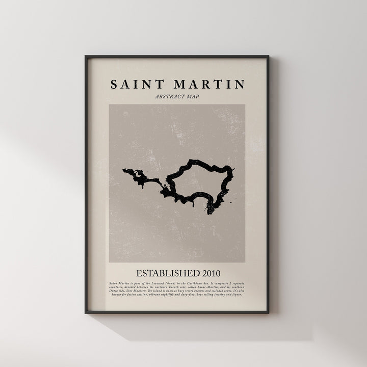 Abstract Saint Martin Map Vintage Wall Art Print Picasso + Matisse Inspired Travel Poster