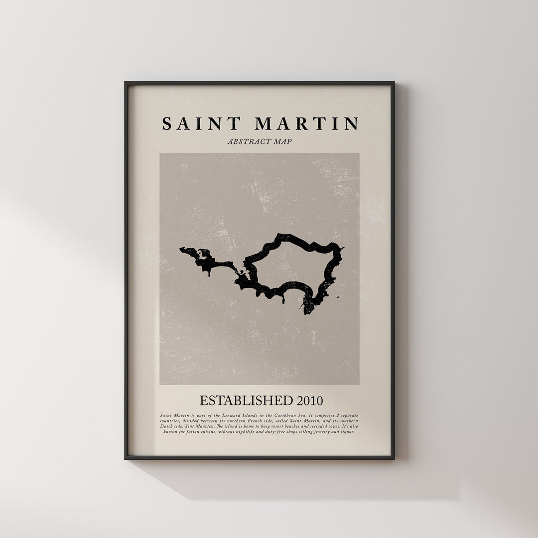Abstract Saint Martin Map Vintage Wall Art Print Picasso + Matisse Inspired Travel Poster OE