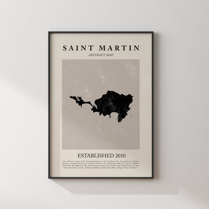Abstract Saint Martin Map Vintage Wall Art Print Picasso + Matisse Inspired Travel Poster
