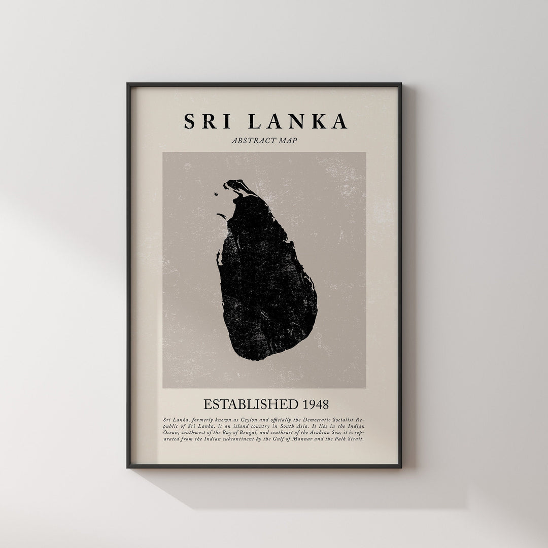Abstract Sri Lanka Map Vintage Wall Art Print Picasso + Matisse Inspired Travel Poster Srilanka