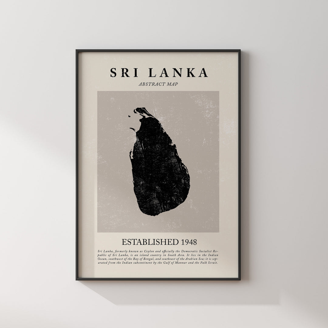 Abstract Sri Lanka Map Vintage Wall Art Print Picasso + Matisse Inspired Travel Poster OE Srilanka