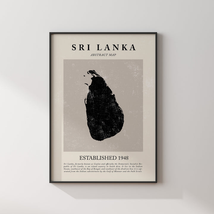 Abstract Sri Lanka Map Vintage Wall Art Print Picasso + Matisse Inspired Travel Poster OE Srilanka
