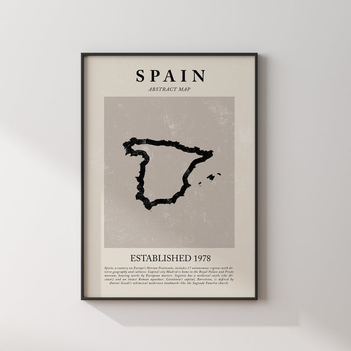 Abstract Spain Map Vintage Wall Art Print Picasso + Matisse Inspired Travel Poster