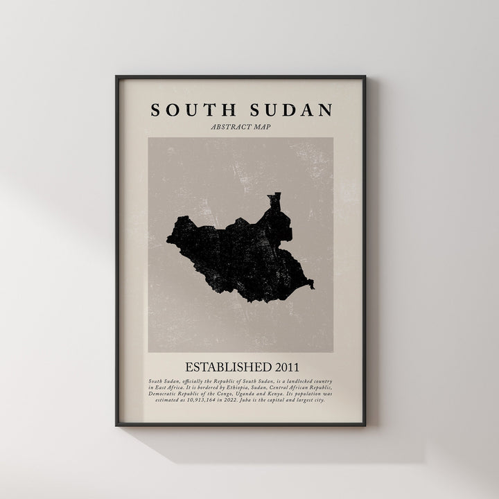 Abstract South Sudan Map Vintage Wall Art Print Picasso + Matisse Inspired Travel Poster OE