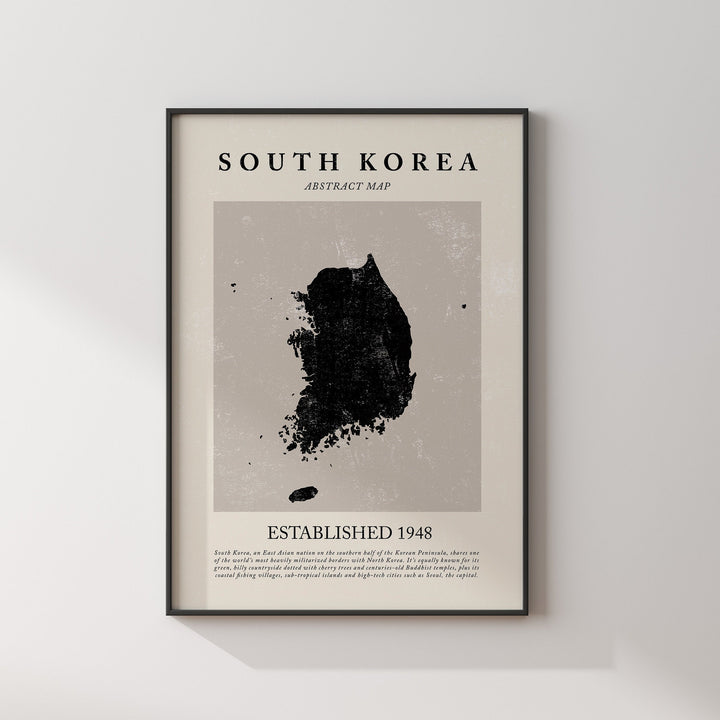 Abstract South Korea Map Vintage Wall Art Print Picasso + Matisse Inspired Travel Poster