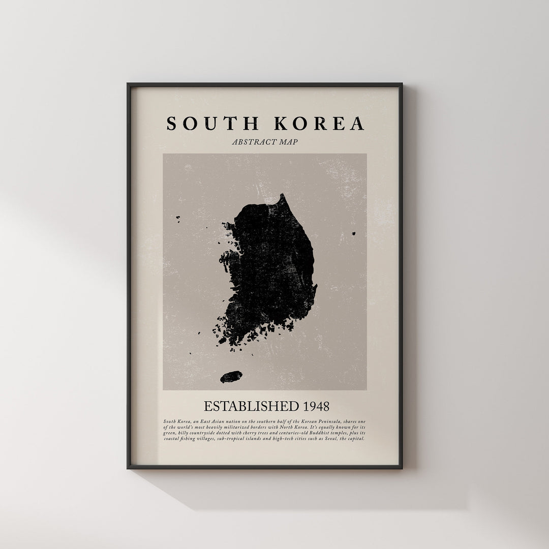 Abstract South Korea Map Vintage Wall Art Print Picasso + Matisse Inspired Travel Poster OE