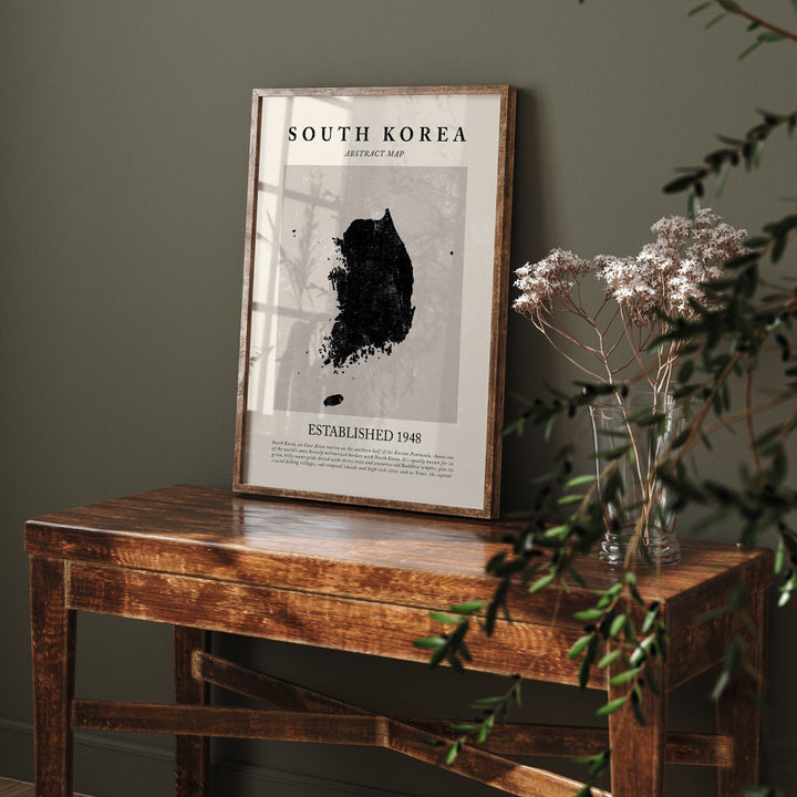 Abstract South Korea Map Vintage Wall Art Print Picasso + Matisse Inspired Travel Poster