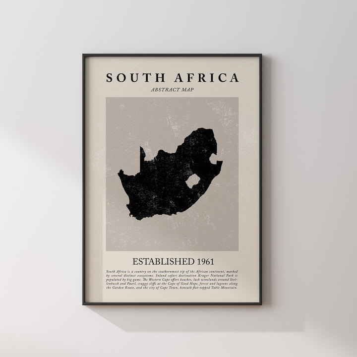 Abstract South Africa Map Vintage Wall Art Print Picasso + Matisse Inspired Travel Poster