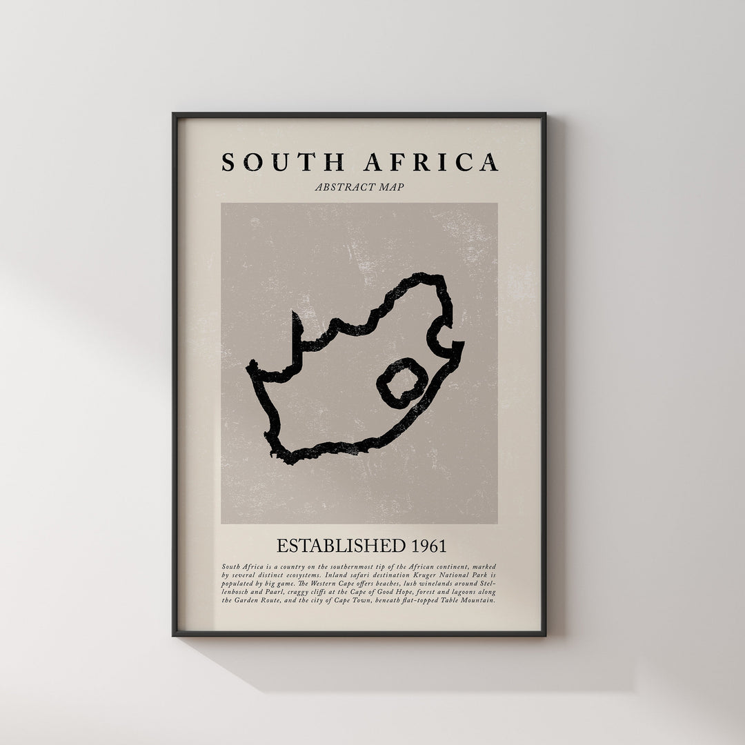 Abstract South Africa Map Vintage Wall Art Print Picasso + Matisse Inspired Travel Poster