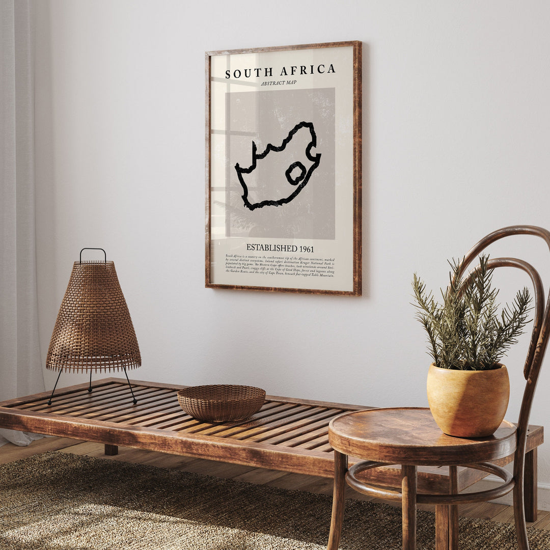 Abstract South Africa Map Vintage Wall Art Print Picasso + Matisse Inspired Travel Poster