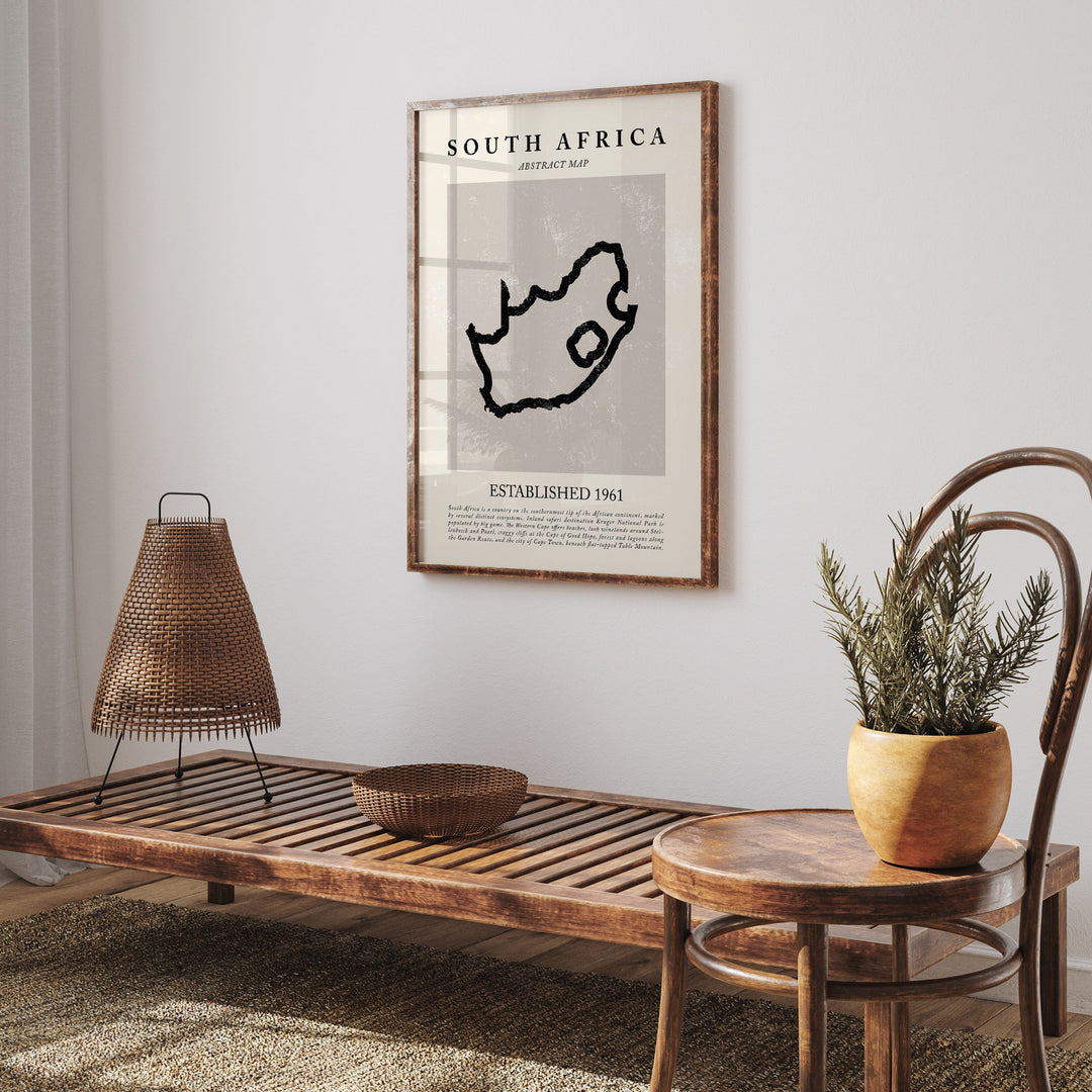 Abstract South Africa Map Vintage Wall Art Print Picasso + Matisse Inspired Travel Poster OE