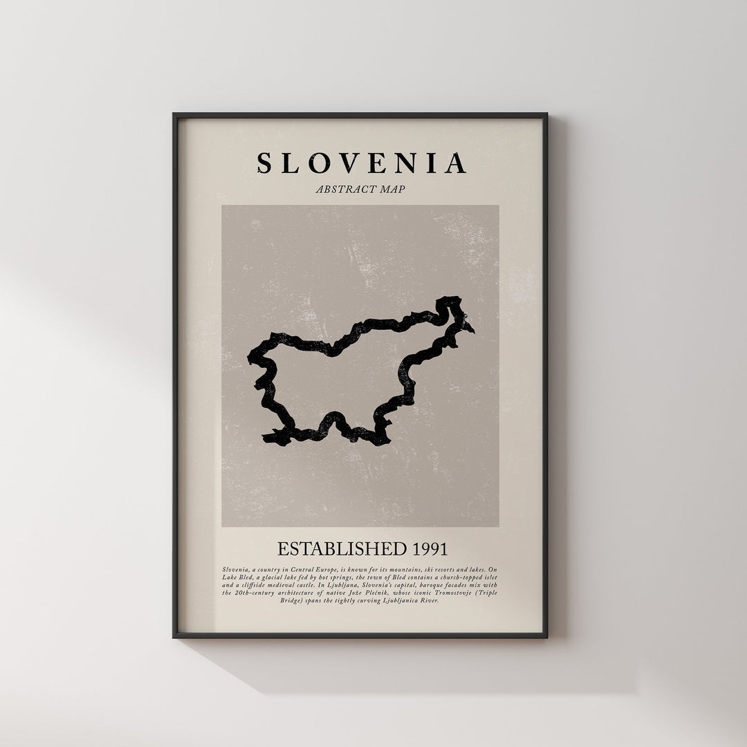 Abstract Slovenia Map Vintage Wall Art Print Picasso + Matisse Inspired Travel Poster OE