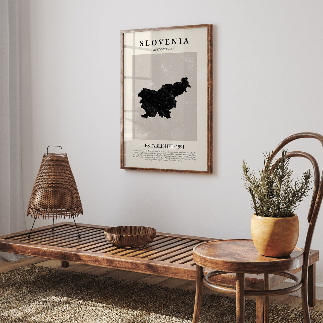 Abstract Slovenia Map Vintage Wall Art Print Picasso + Matisse Inspired Travel Poster OE