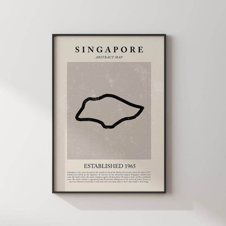 Abstract Singapore Map Vintage Wall Art Print Picasso + Matisse Inspired Travel Poster