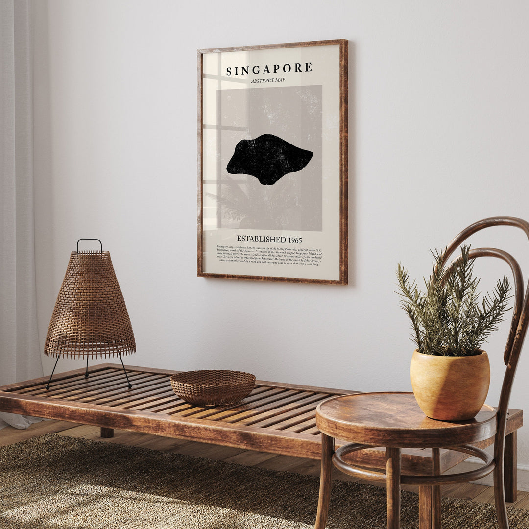 Abstract Singapore Map Vintage Wall Art Print Picasso + Matisse Inspired Travel Poster