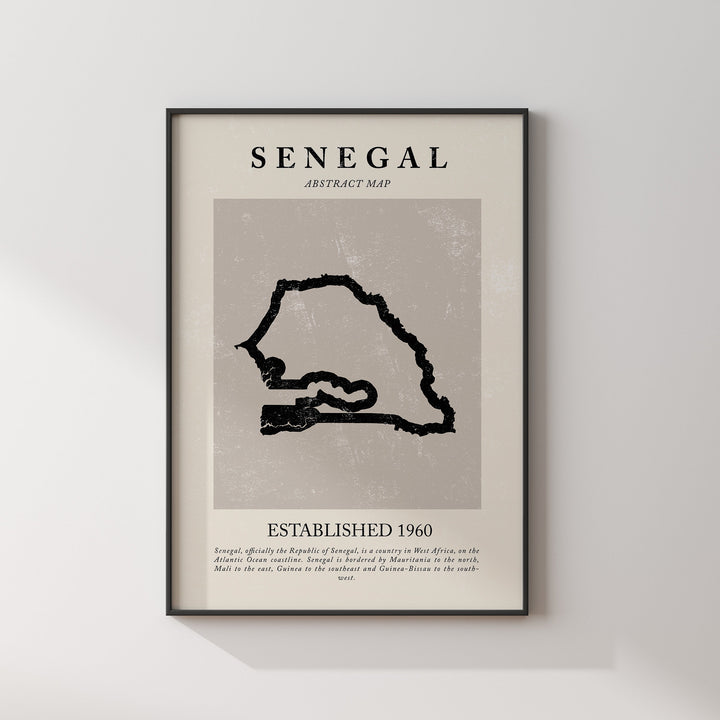 Abstract Senegal Map Vintage Wall Art Print Picasso + Matisse Inspired Travel Poster