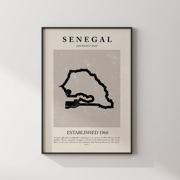 Abstract Senegal Map Vintage Wall Art Print Picasso + Matisse Inspired Travel Poster OE