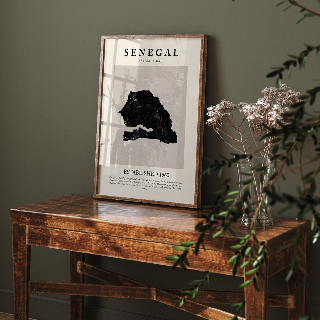 Abstract Senegal Map Vintage Wall Art Print Picasso + Matisse Inspired Travel Poster OE