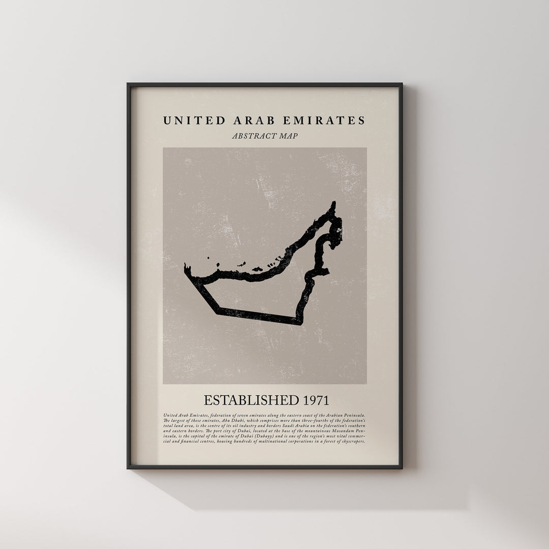Abstract United Arab Emirates Map Vintage Wall Art Print Picasso + Matisse Inspired Travel Poster OE UAE