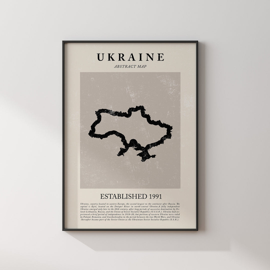 Abstract Ukraine Map Vintage Wall Art Print Picasso + Matisse Inspired Travel Poster