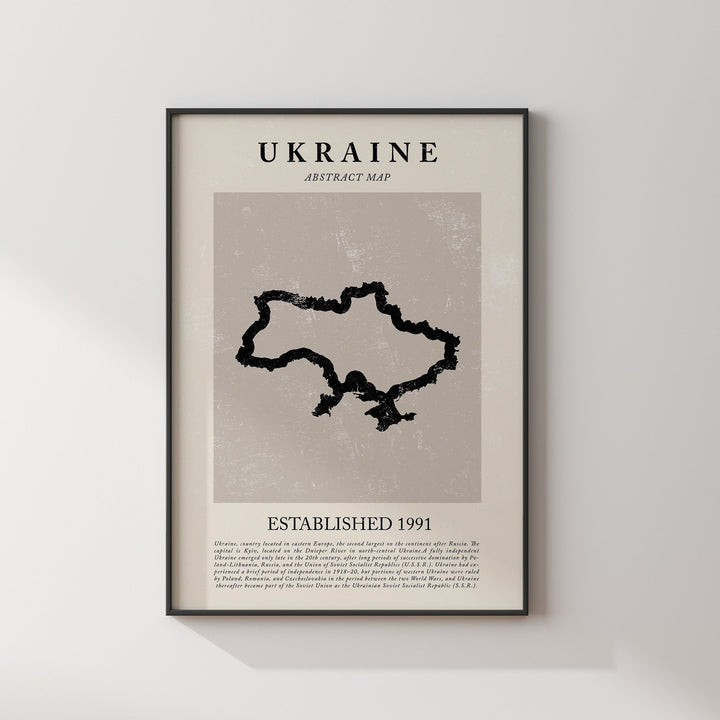 Abstract Ukraine Map Vintage Wall Art Print Picasso + Matisse Inspired Travel Poster OE