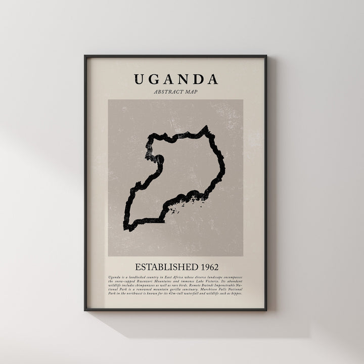 Abstract Uganda Map Vintage Wall Art Print Picasso + Matisse Inspired Travel Poster OE