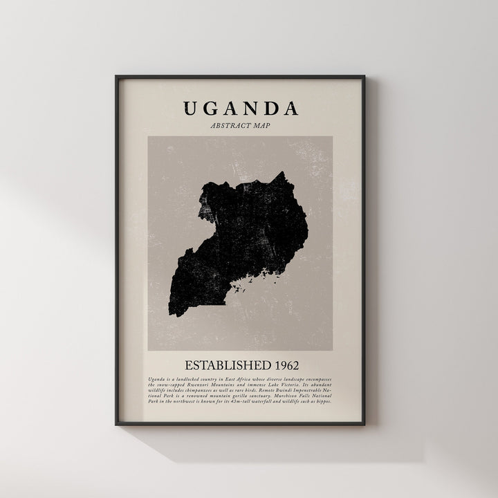Abstract Uganda Map Vintage Wall Art Print Picasso + Matisse Inspired Travel Poster OE