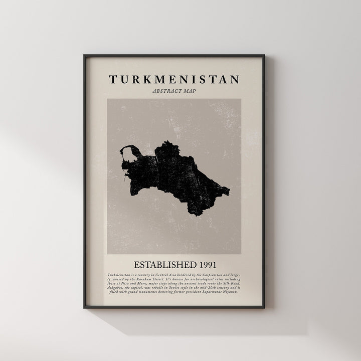 Abstract Turkmenistan Map Vintage Wall Art Print Picasso + Matisse Inspired Travel Poster OE