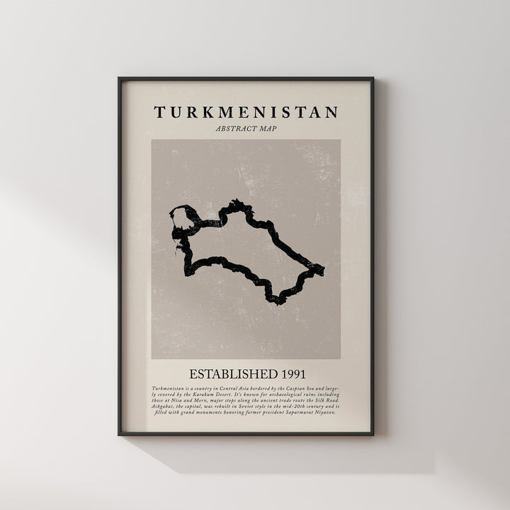 Abstract Turkmenistan Map Vintage Wall Art Print Picasso + Matisse Inspired Travel Poster OE