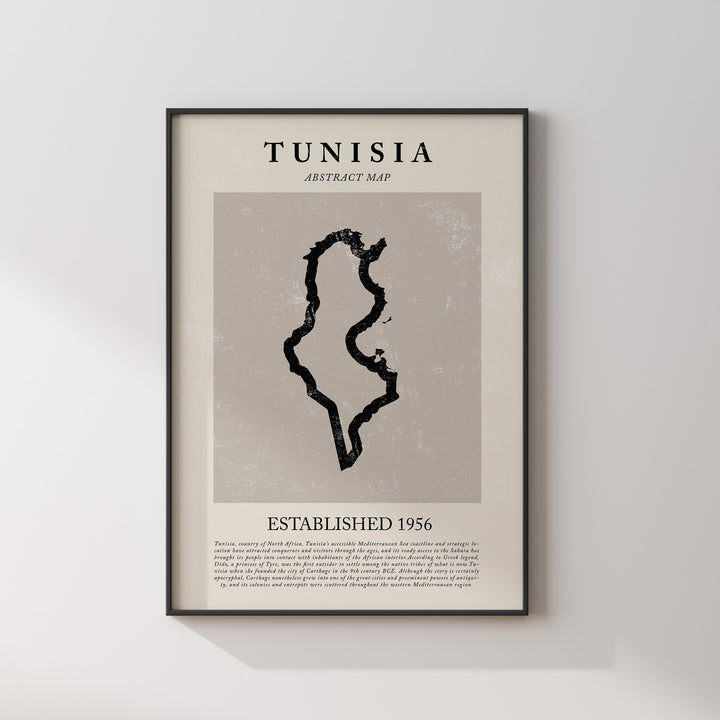 Abstract Tunisia Map Vintage Wall Art Print Picasso + Matisse Inspired Travel Poster OE